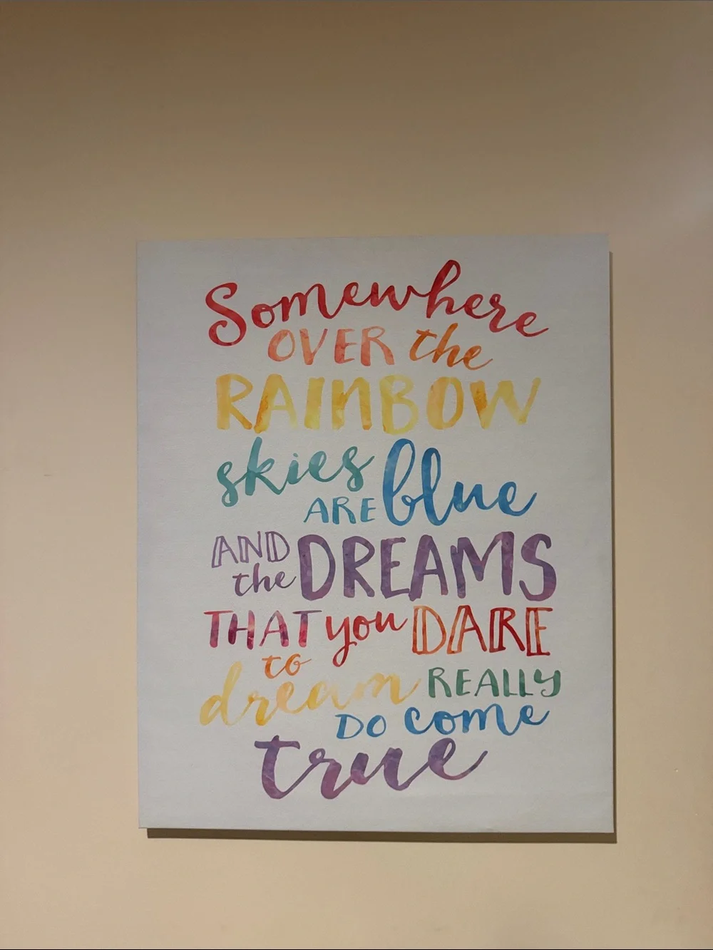 Rainbow Typography Wall Art Canvas - Multicolor